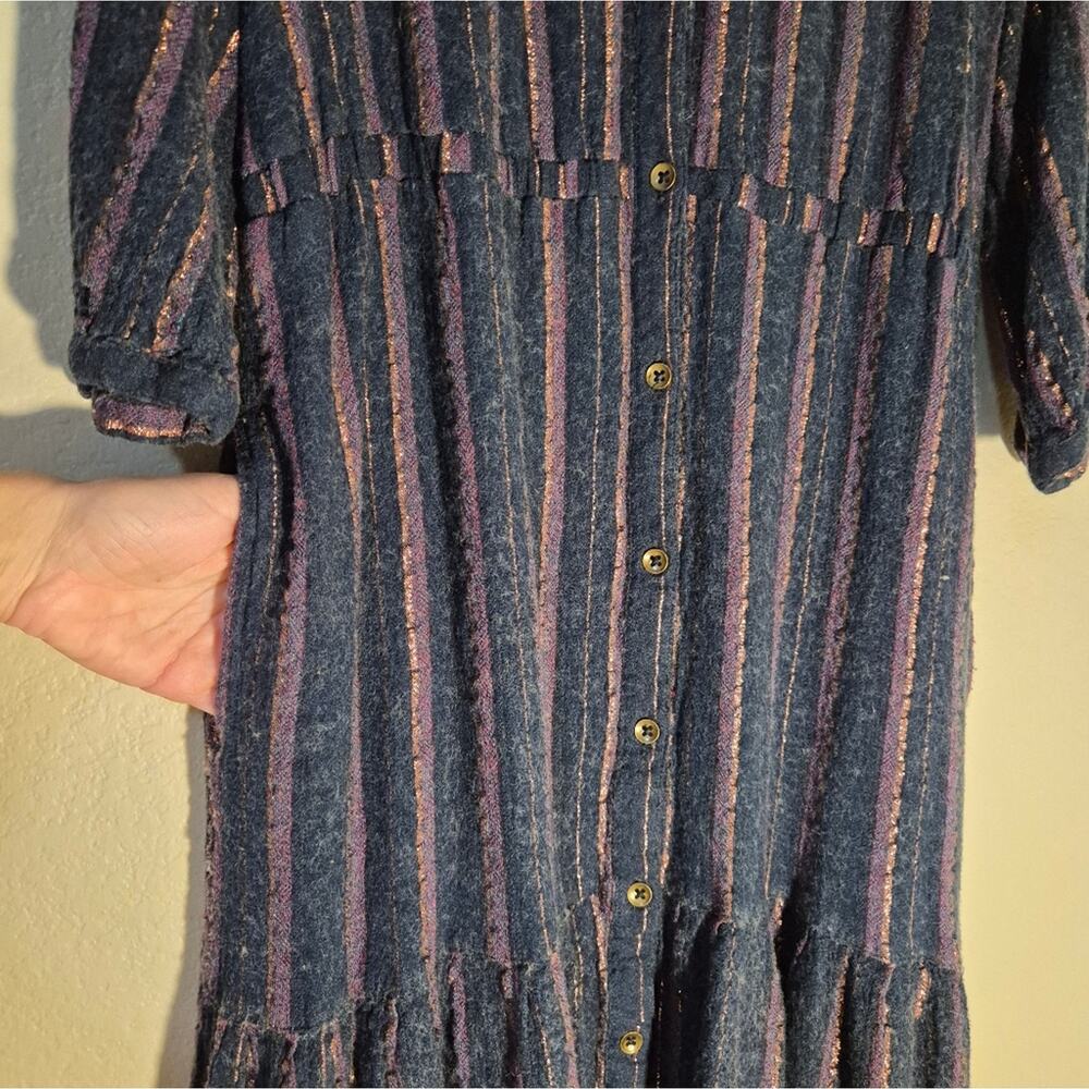 Anthropologie Wool Blend Midnight Ruffled Midi Dress - Picture 6 of 11